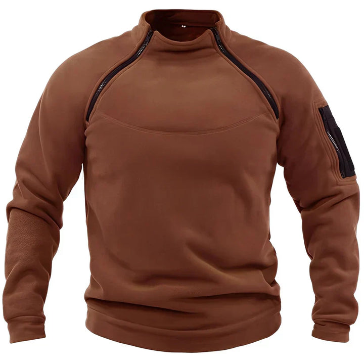 Men’s Sweater with High Collar and Zippers
