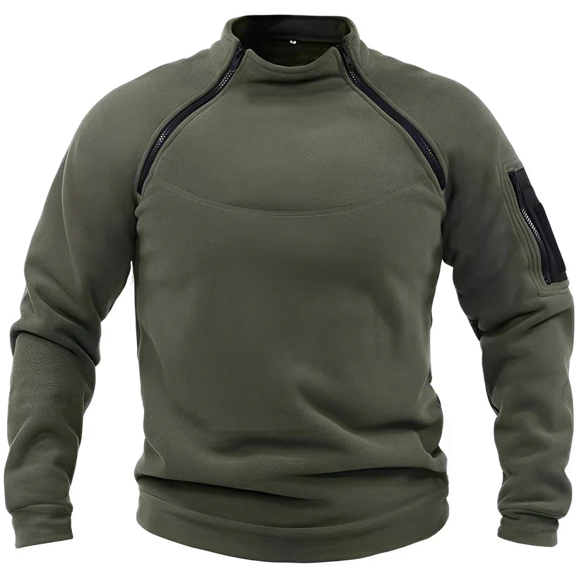 Men’s Sweater with High Collar and Zippers