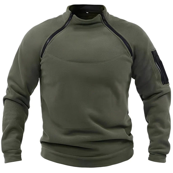 Men’s Sweater with High Collar and Zippers