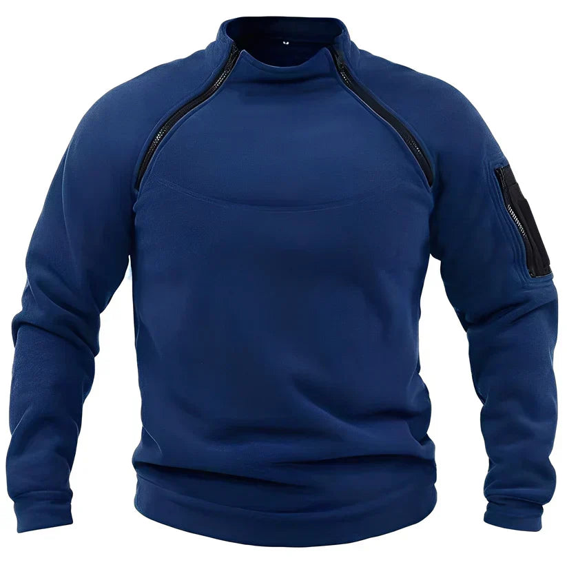 Men’s Sweater with High Collar and Zippers