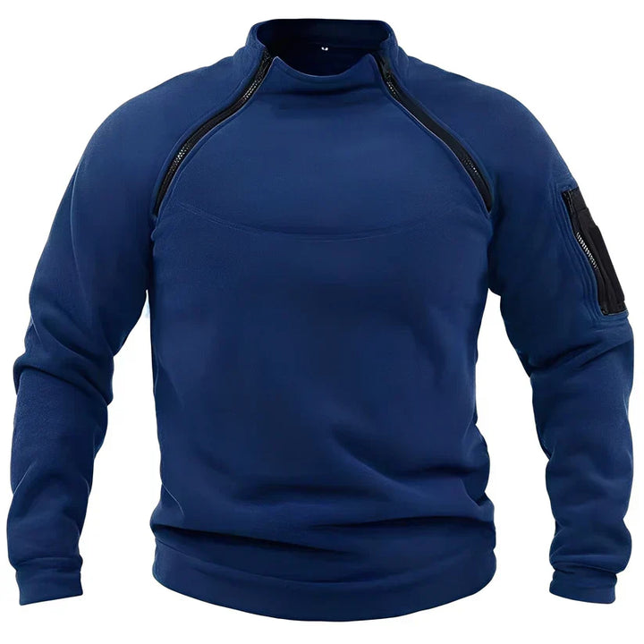 Men’s Sweater with High Collar and Zippers