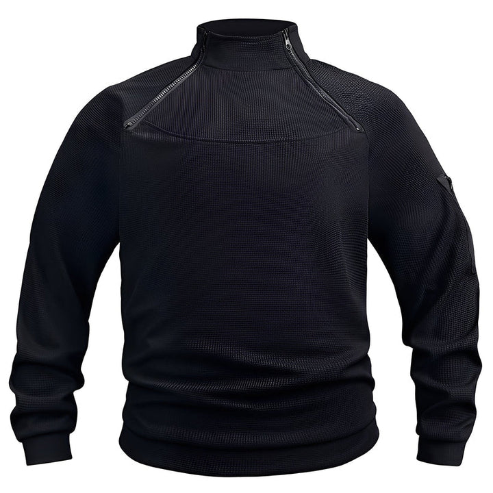 Men’s Sweater with High Collar and Zippers