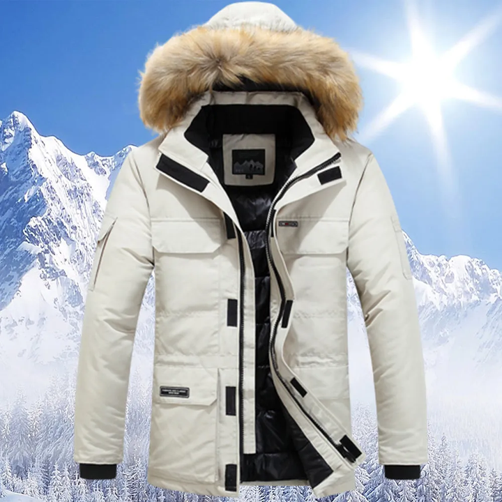 Men’s Winter Jacket with Hood and Faux Fur