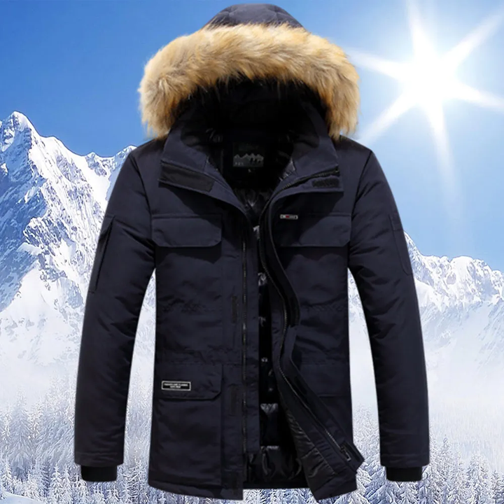 Men’s Winter Jacket with Hood and Faux Fur