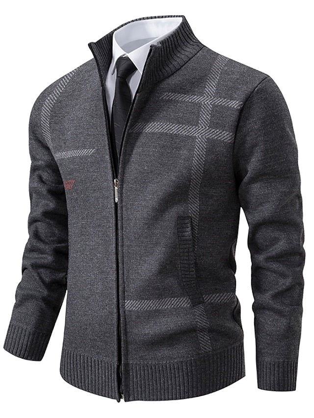 Men’s Zip-Up Cardigan with Stand Collar