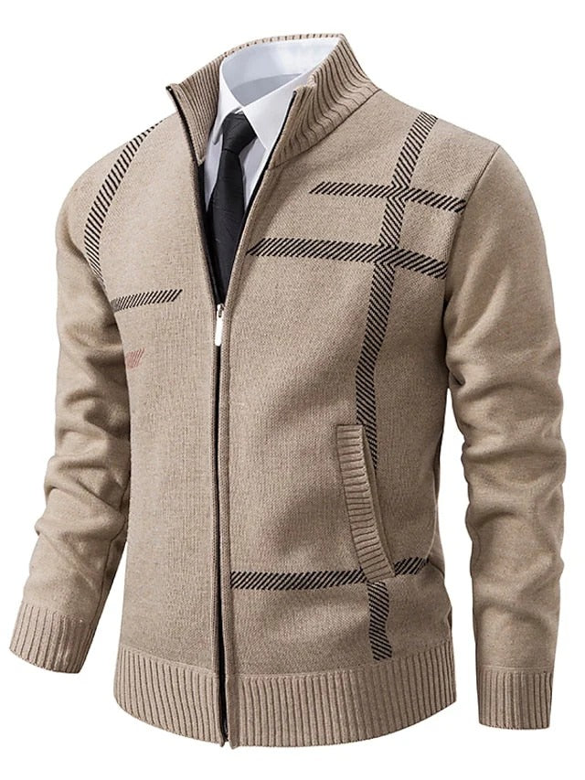 Men’s Zip-Up Cardigan with Stand Collar