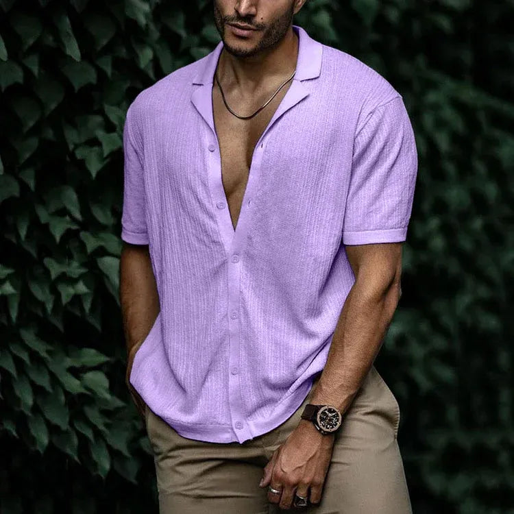 Men's Short-Sleeved Ribbed Shirt