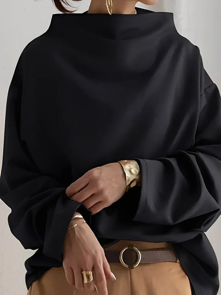 Women’s Blouse with High Collar and Long Sleeves