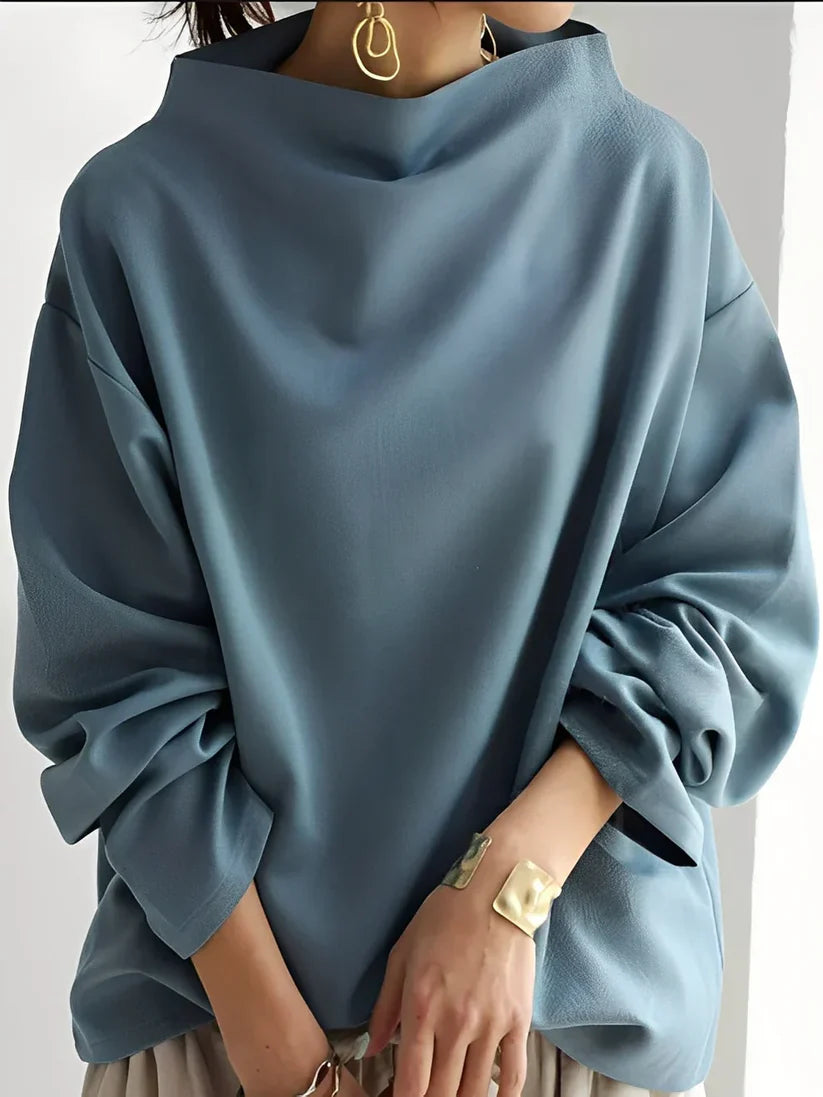 Women’s Blouse with High Collar and Long Sleeves