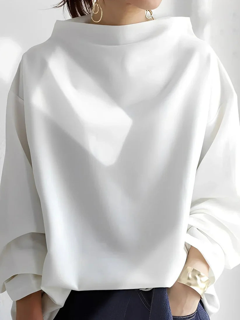 Women’s Blouse with High Collar and Long Sleeves