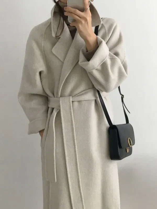 Women’s Coat with Belt and Notched Collar
