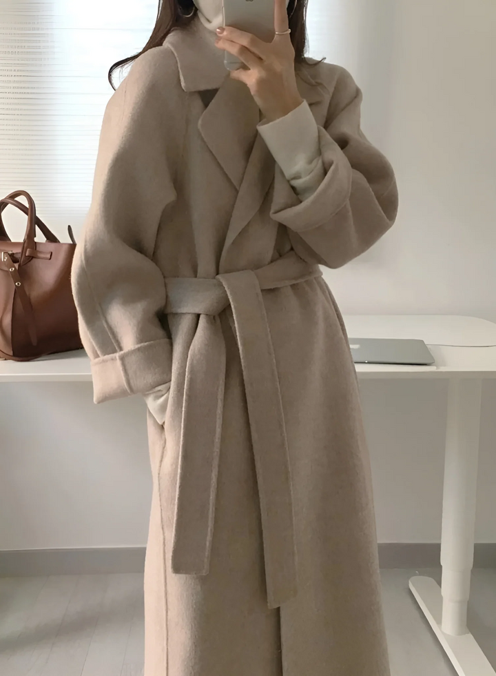 Women’s Coat with Belt and Notched Collar