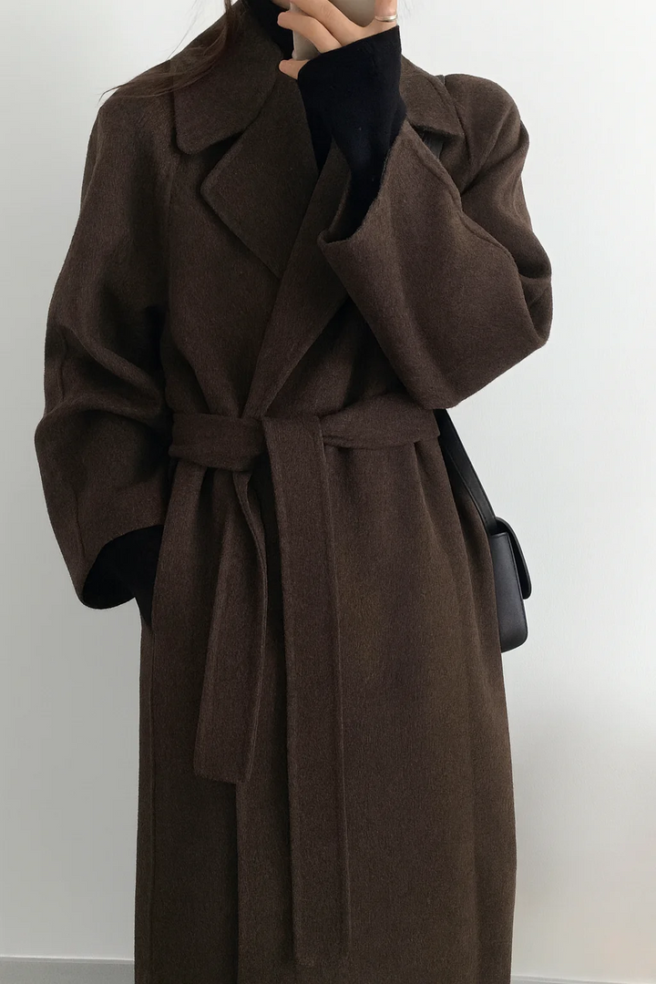 Women’s Coat with Belt and Notched Collar