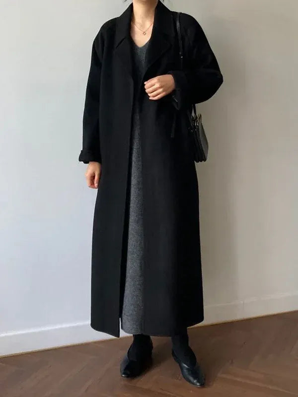Women’s Coat with Belt and Notched Collar