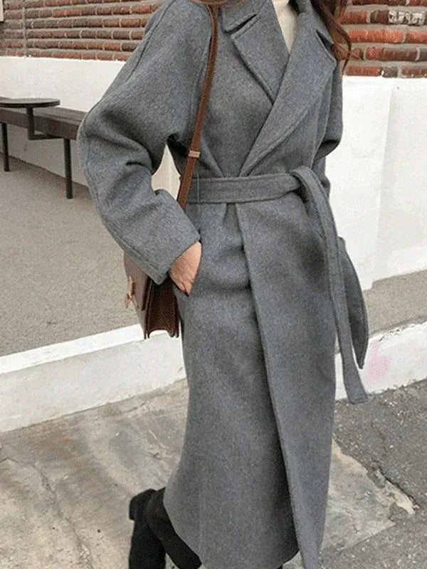 Women’s Coat with Belt and Notched Collar