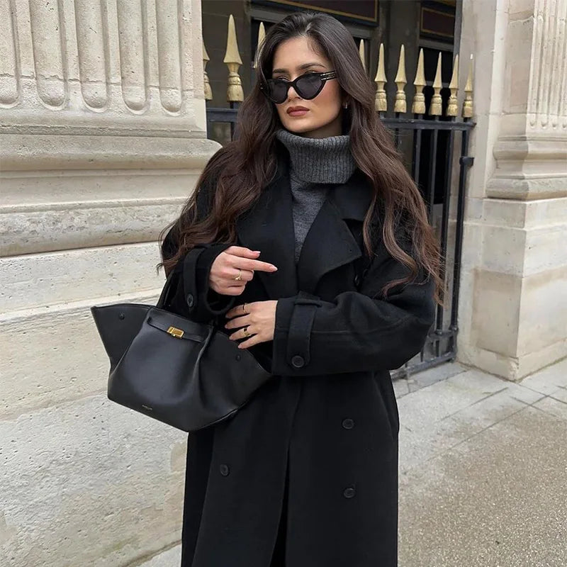 Women’s Coat with Button Closure and Belt