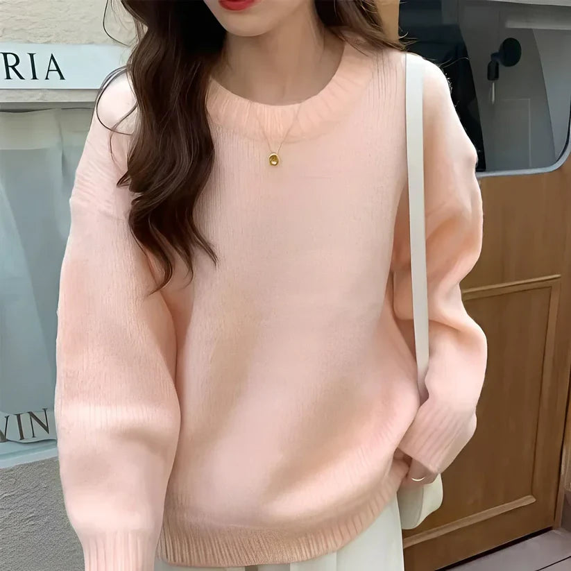 Women’s Crew Neck Sweater with Ribbed Finish