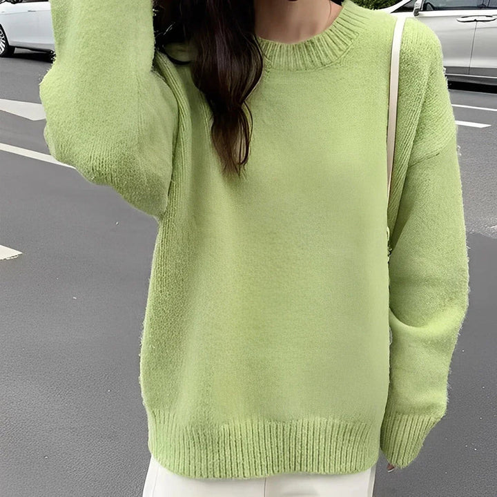 Women’s Crew Neck Sweater with Ribbed Finish