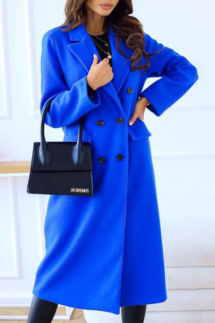 Women’s Double-Breasted Coat with Lapel Collar