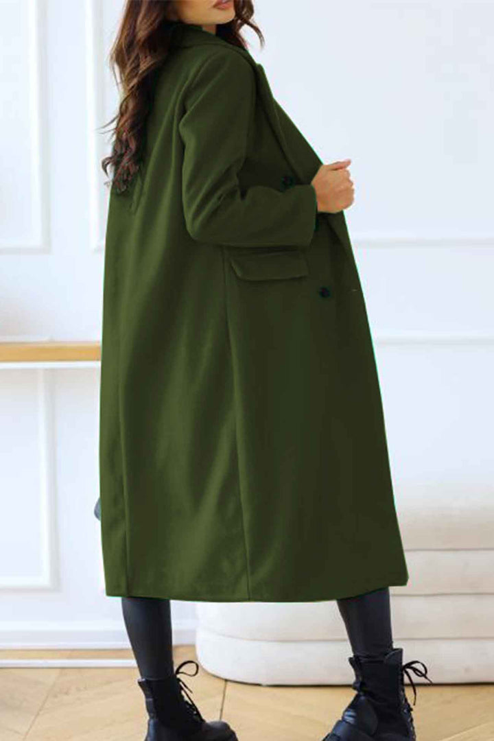 Women’s Double-Breasted Coat with Lapel Collar