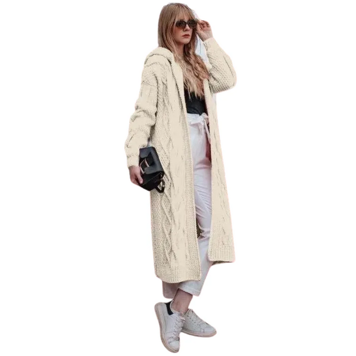 Women’s Hooded Cardigan with Cable Knit