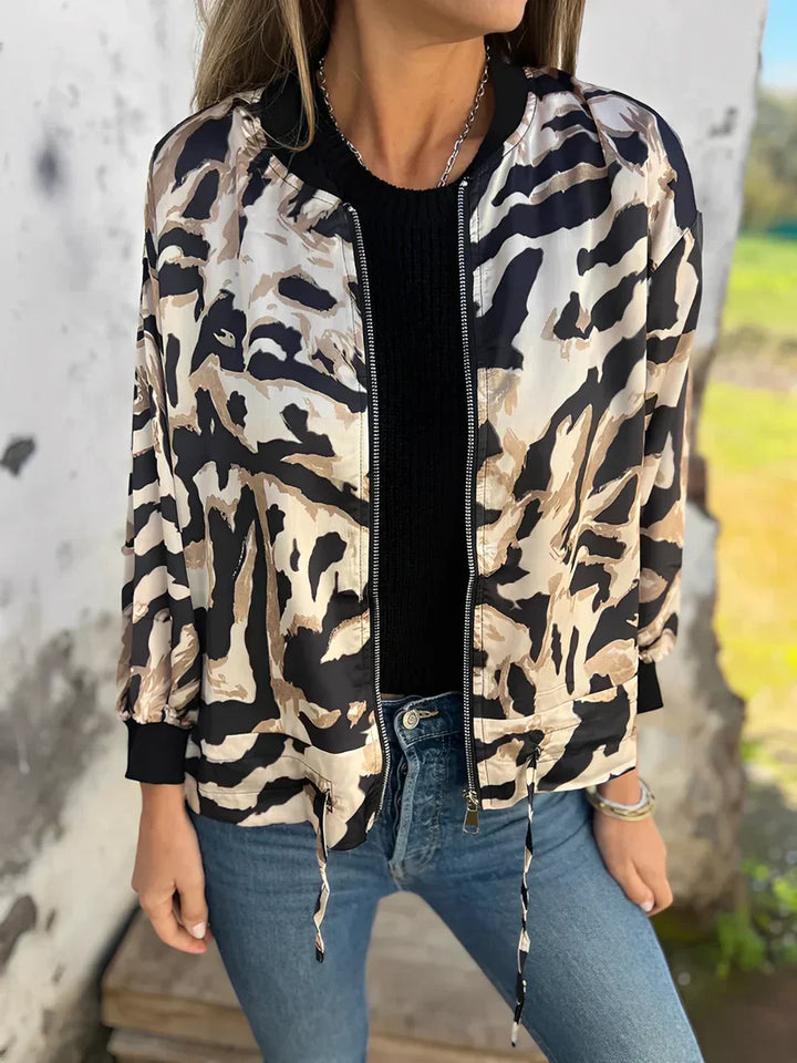 Women’s Jacket with Abstract Pattern and Zipper