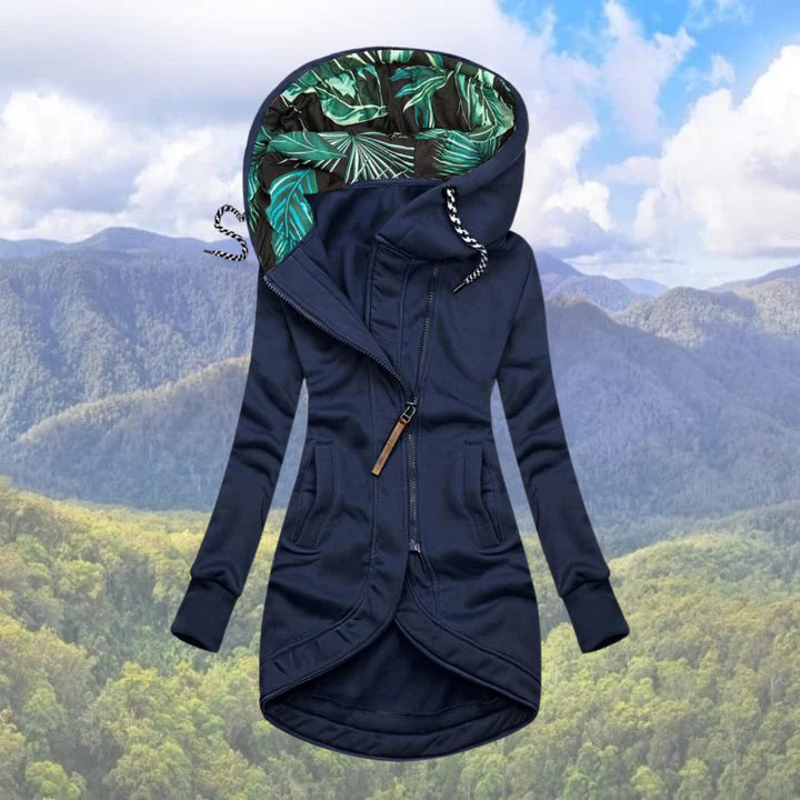 Women’s Jacket with Hood and Asymmetrical Closure