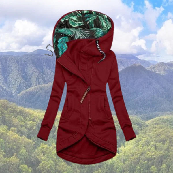 Women’s Jacket with Hood and Asymmetrical Closure