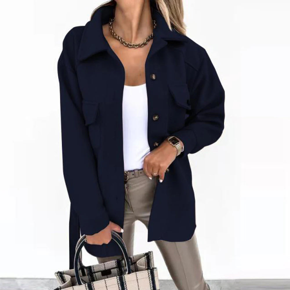 Women’s Jacket with Long Sleeves and Waist Belt