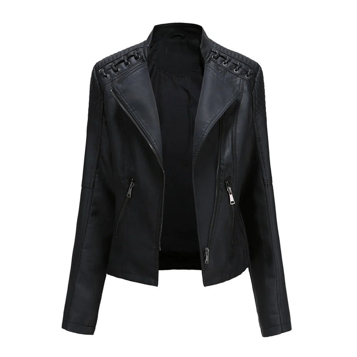 Women’s Jacket with Stand-Up Collar and Zippered Pockets