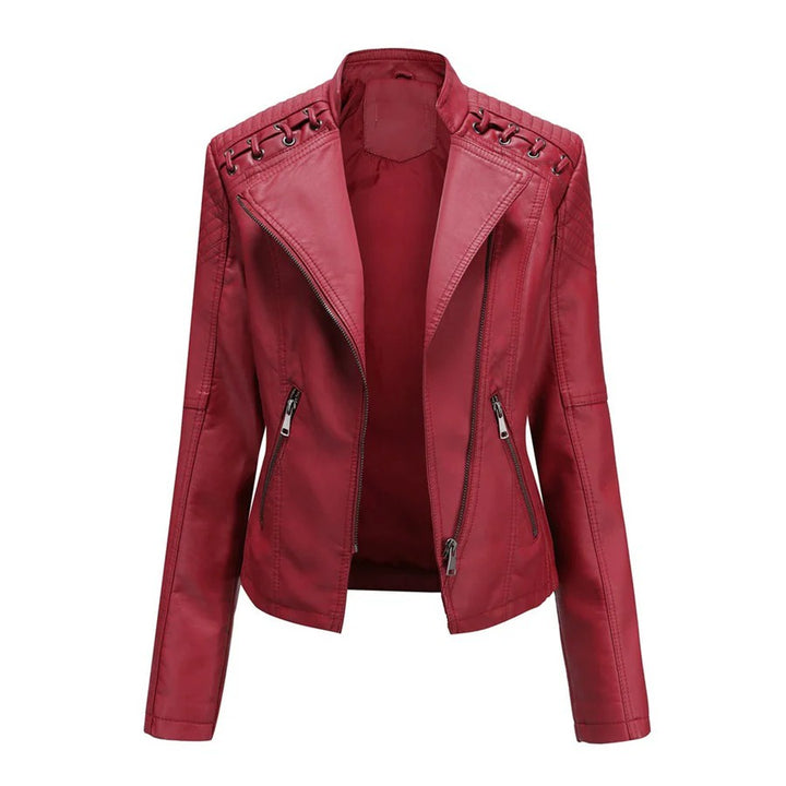 Women’s Jacket with Stand-Up Collar and Zippered Pockets