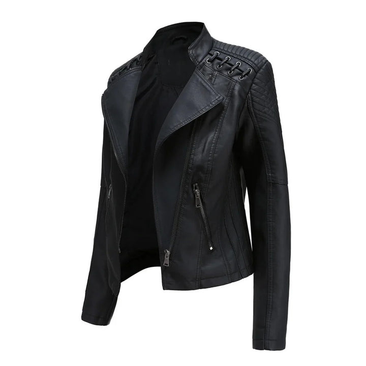 Women’s Jacket with Stand-Up Collar and Zippered Pockets