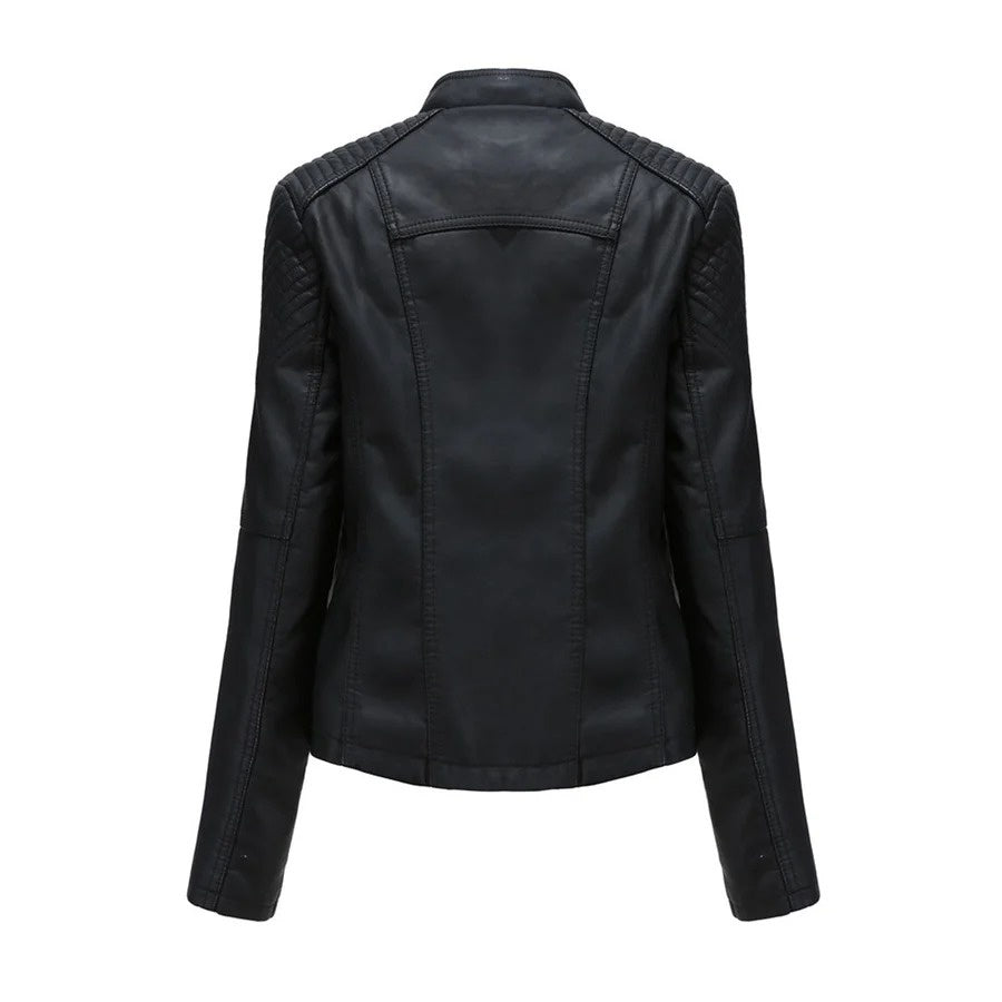 Women’s Jacket with Stand-Up Collar and Zippered Pockets