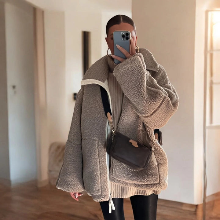 Women’s Jacket with Zipper and Stand-Up Collar