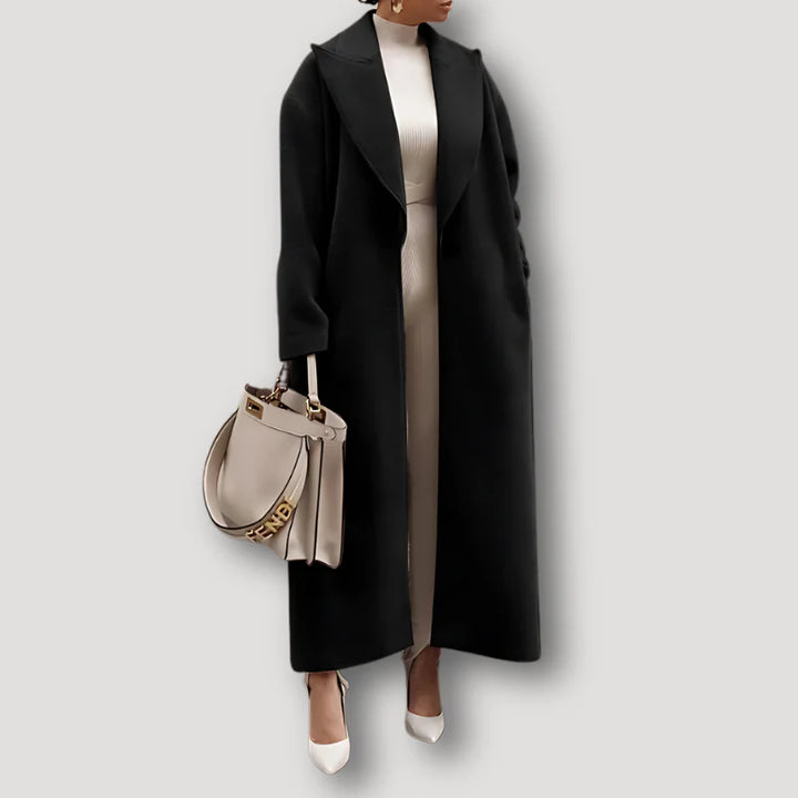 Women’s Long Coat with Notched Collar