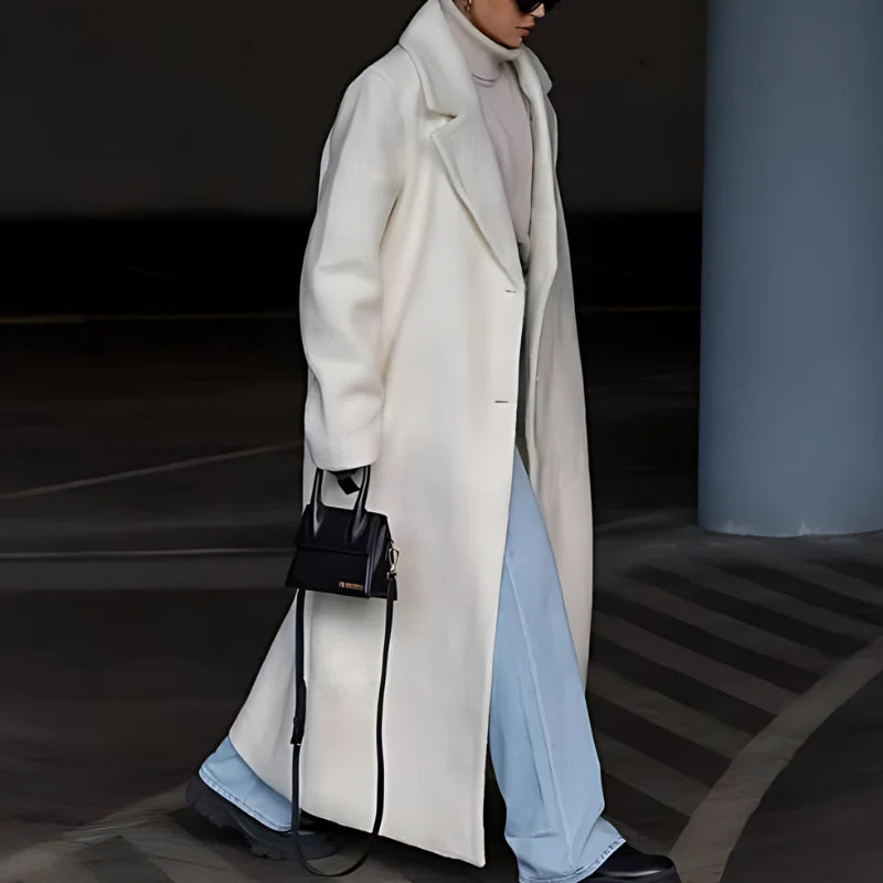 Women’s Long Coat with Notched Collar