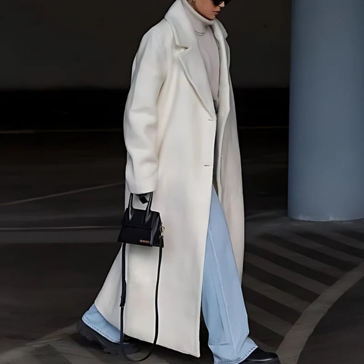 Women’s Long Coat with Notched Collar