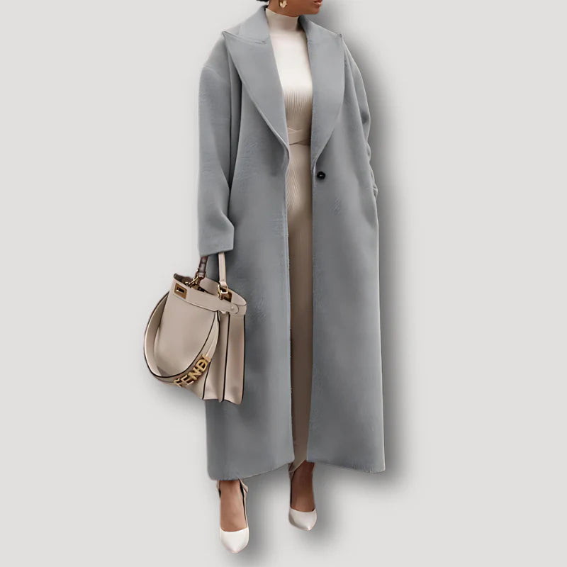 Women’s Long Coat with Notched Collar