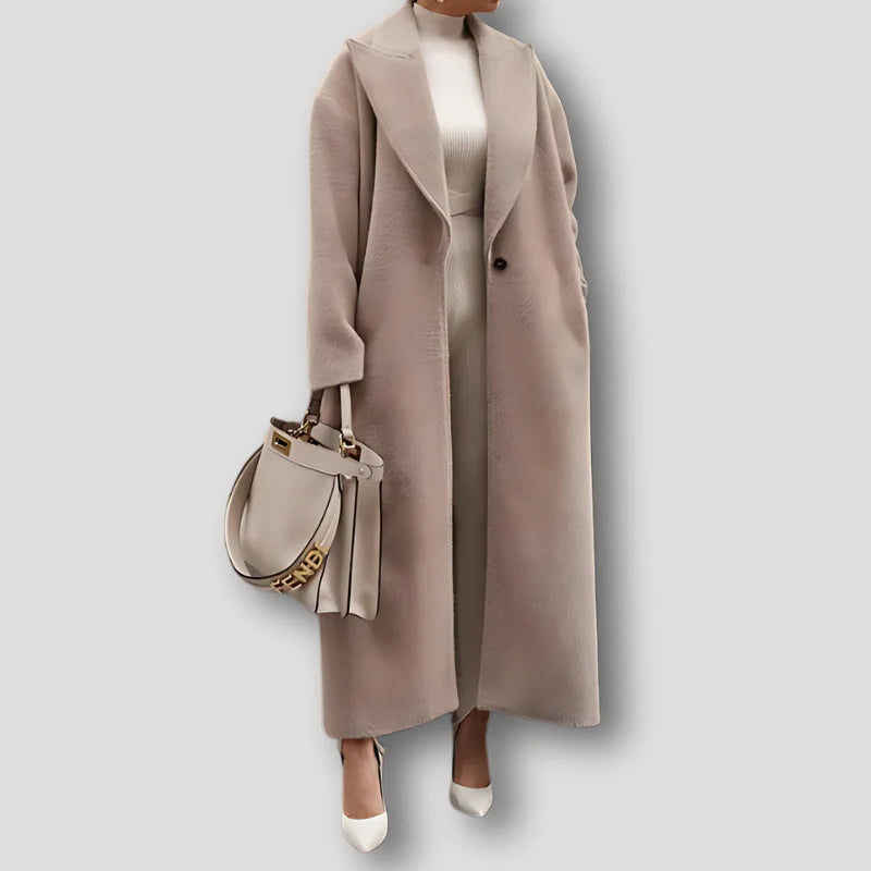 Women’s Long Coat with Notched Collar