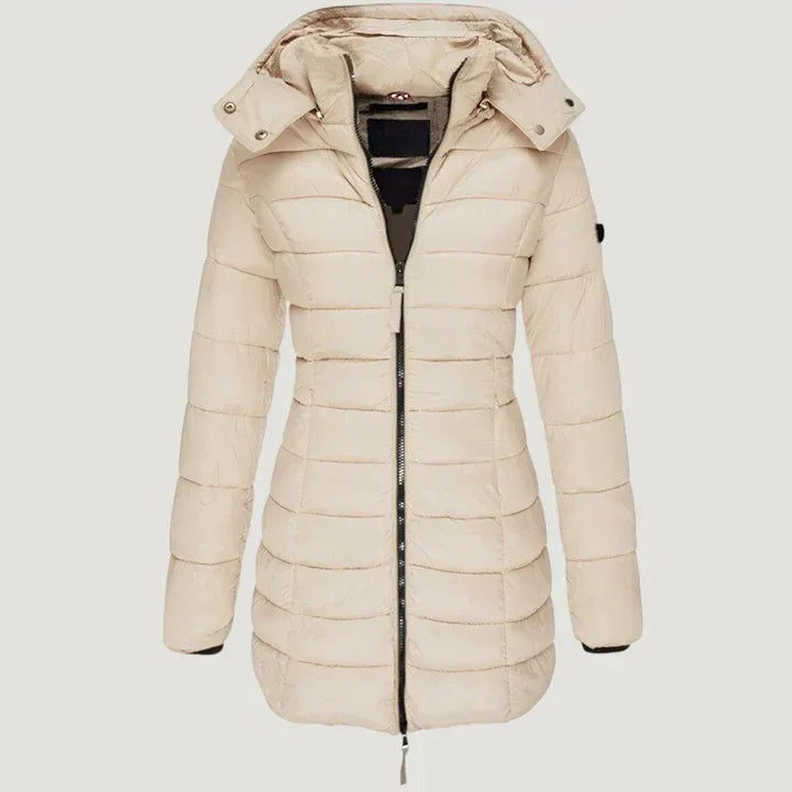 Women’s Long Quilted Jacket with Hood