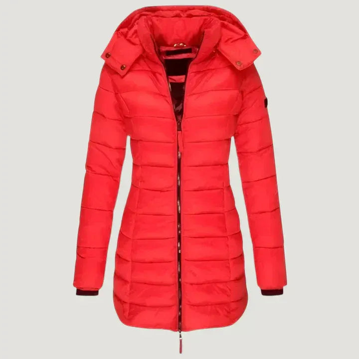 Women’s Long Quilted Jacket with Hood