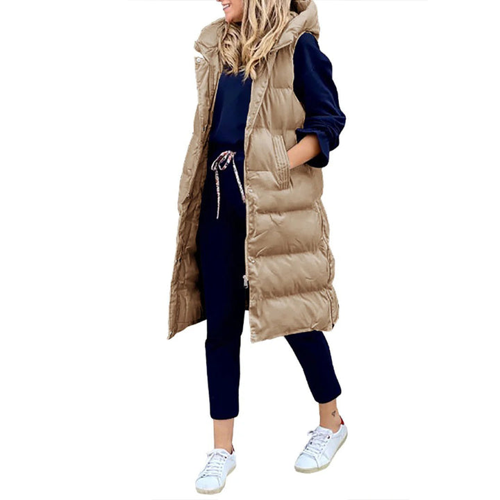 Women’s Long Quilted Vest with Hood
