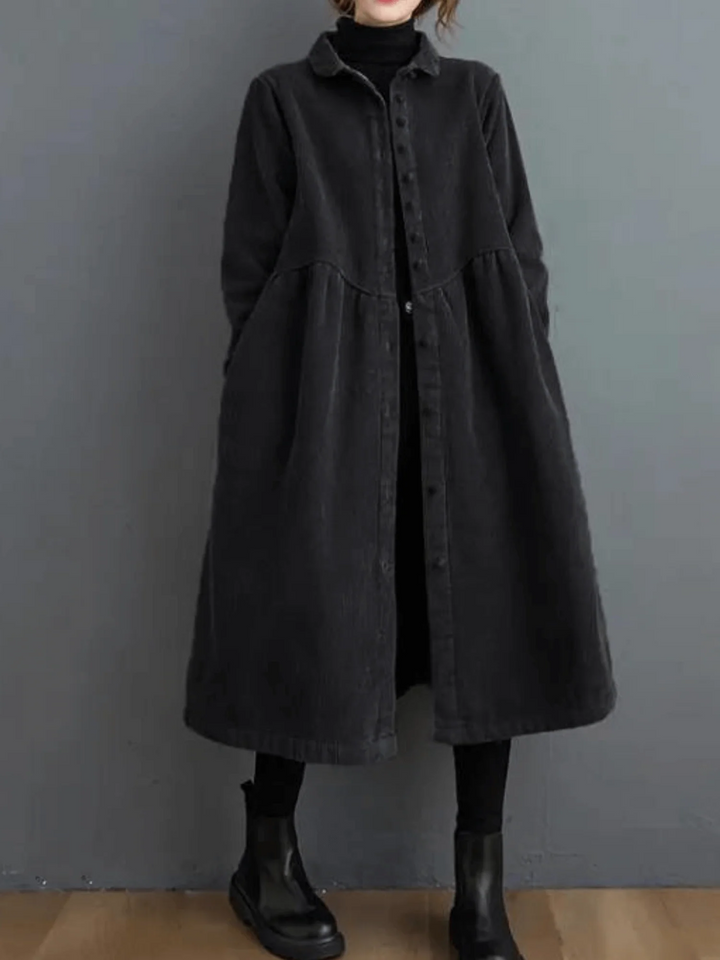Women’s Long-Sleeve Coat with Buttons