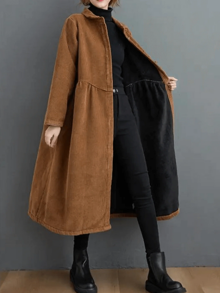 Women’s Long-Sleeve Coat with Buttons