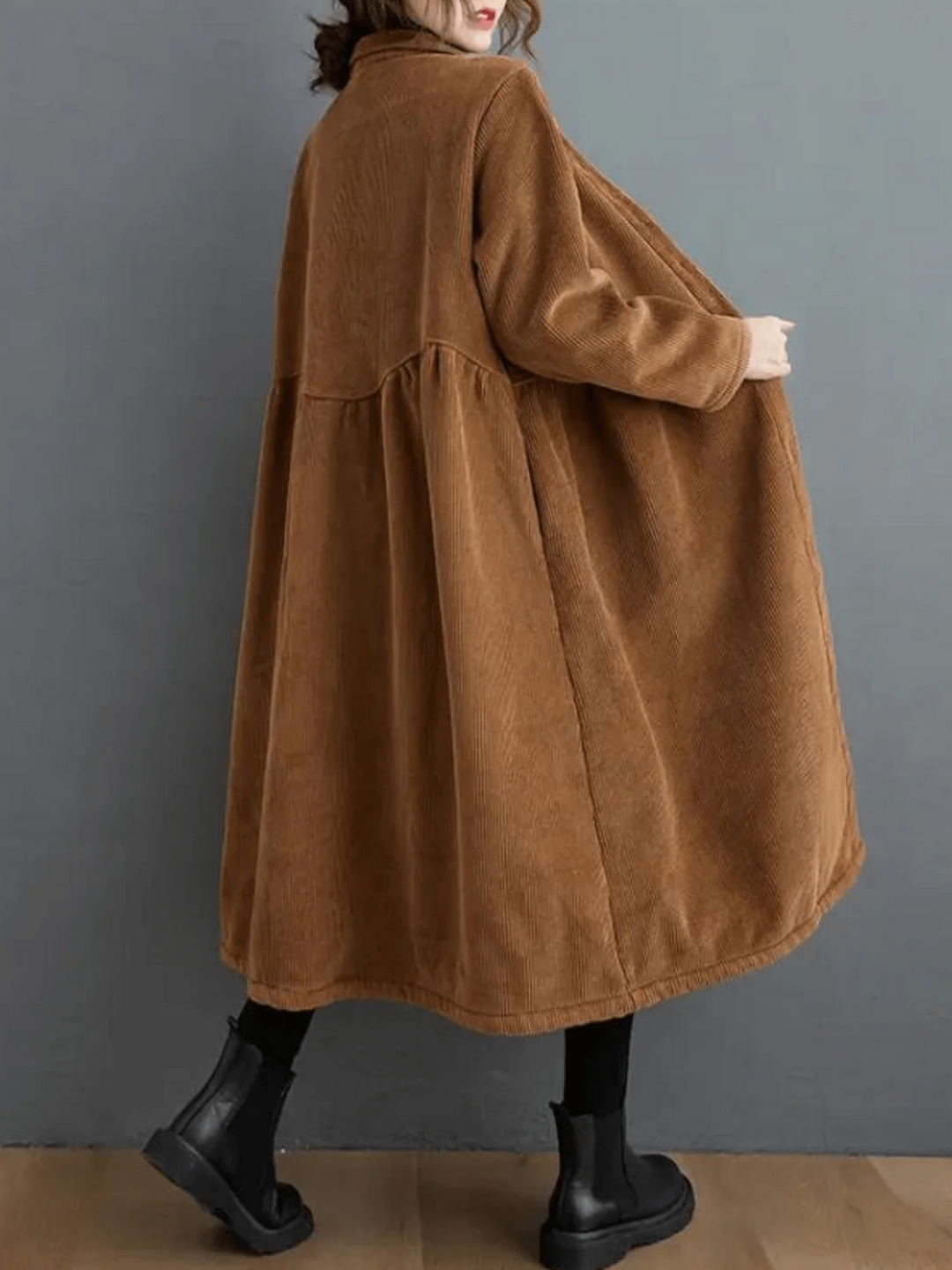 Women’s Long-Sleeve Coat with Buttons