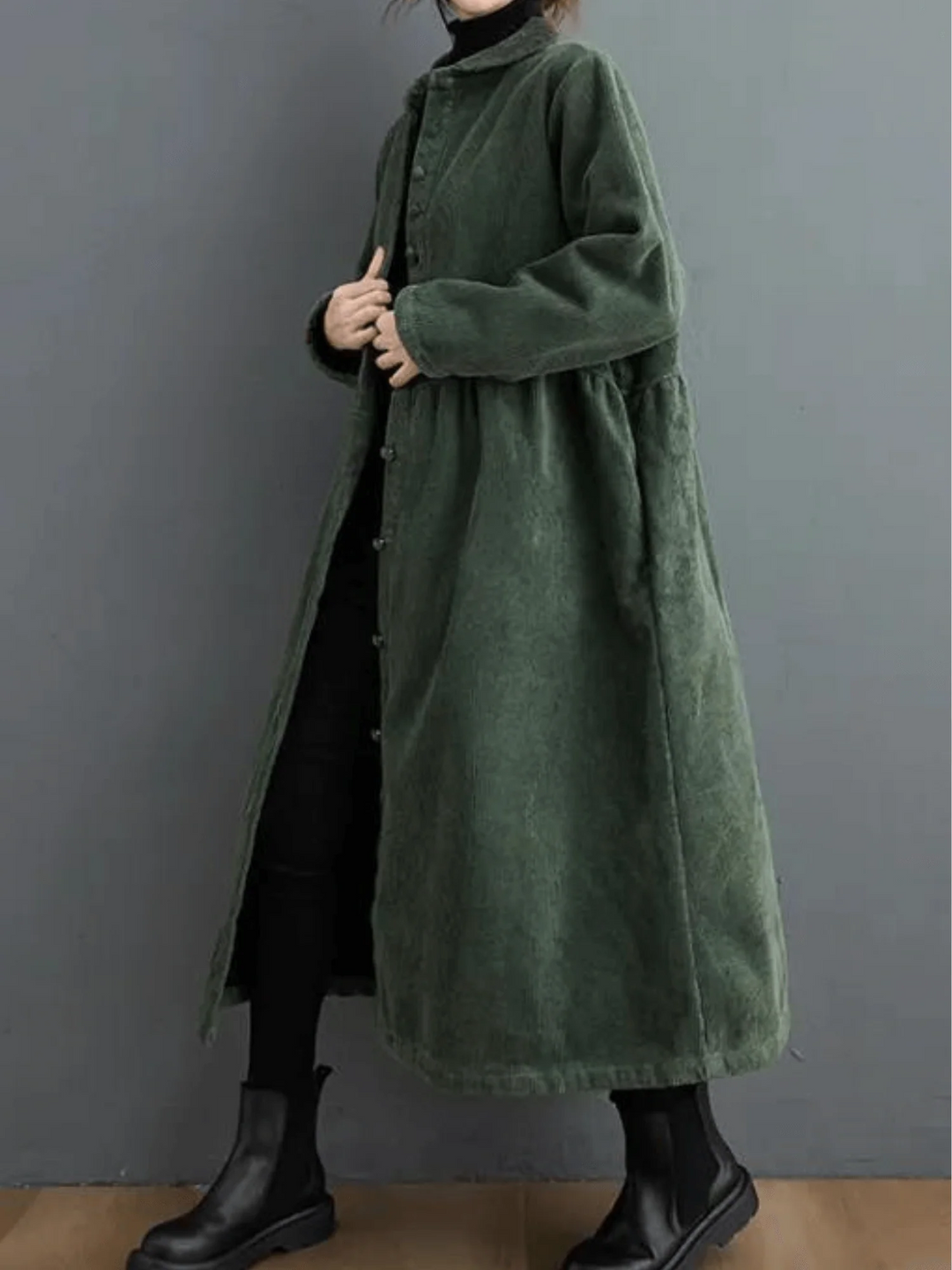 Women’s Long-Sleeve Coat with Buttons