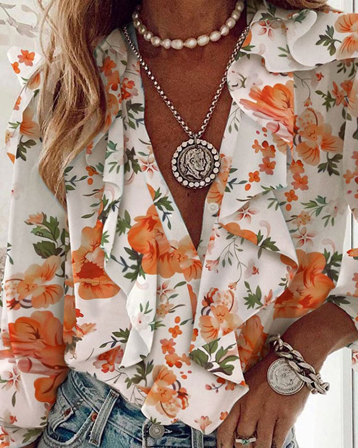 Women’s Long-Sleeve Top with Deep V-Neck