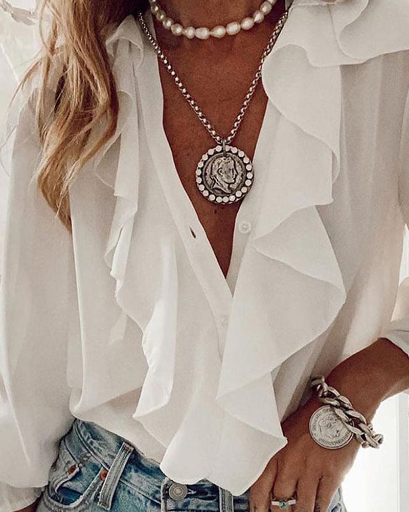 Women’s Long-Sleeve Top with Deep V-Neck