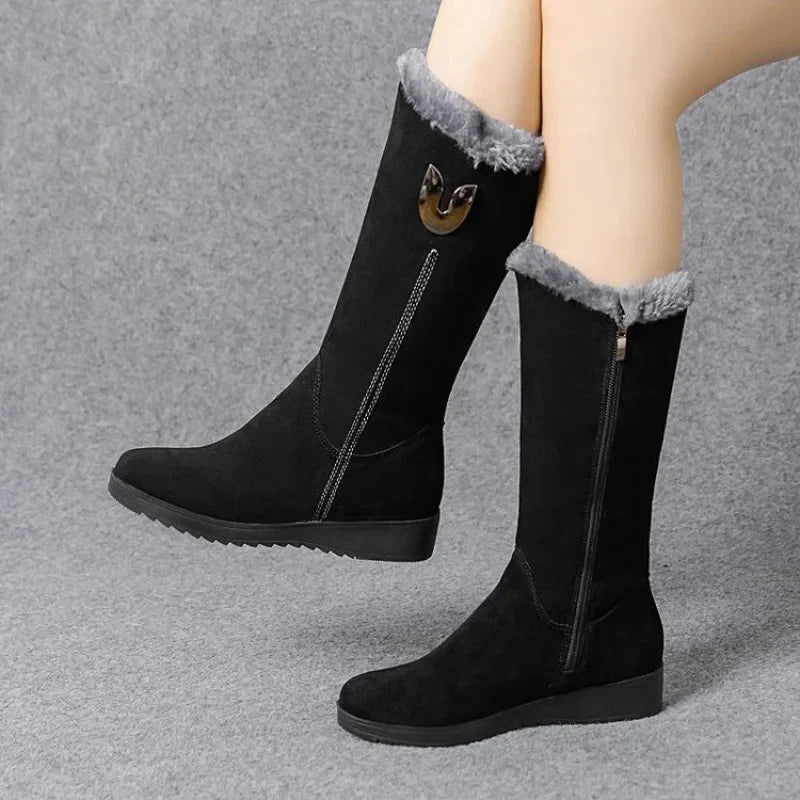 Women’s Mid-Calf Boots with Faux Fur