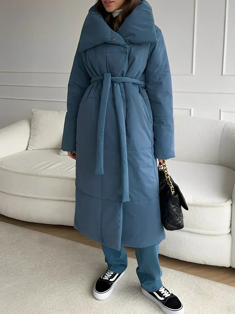 Women’s Puffer Jacket with Tie Belt